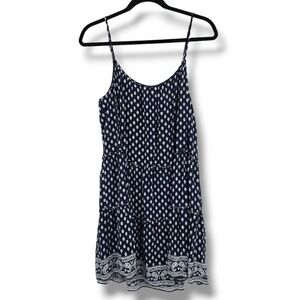 Gianni Bini Navy Blue Dress Paisley Print Boho Western‎ Tiered Sleeveless XL